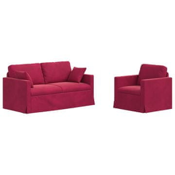 Vidaxl Kavčna garnitura 2 szt. Vinorodna rdeča 158 x 78 x 80 cm Žamet