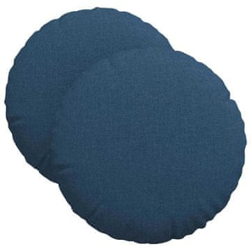 Vidaxl Sedežne blazine 2 kos Blago Modra Premer 40 x 13 cm