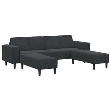 Vidaxl Dnevna soba kavč 3 szt. Črna 250 x 188 x 76 cm
