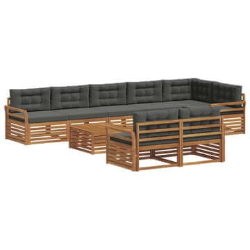 Vidaxl Zunanja garnitura za sedenje 9 szt. Naravna in antracitna