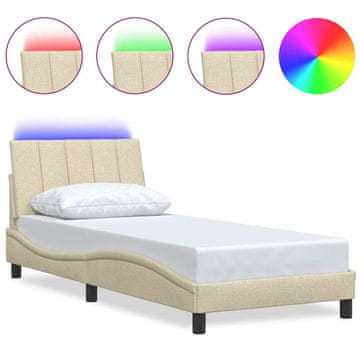 Vidaxl Posteljni okvir brez vzmetnice Hanko krem 90x190 cm tkanina