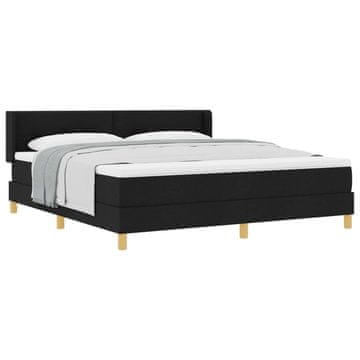 Vidaxl Postelja z vzmetnico z vzglavjem Črna 200 x 180 cm blago