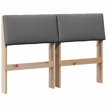 Vidaxl Tapecirano vzglavje Temno siva 120 cm Masivno borovo les
