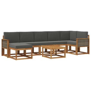 Vidaxl Zunanja garnitura za sedenje 8 szt. Naravna in antracitna