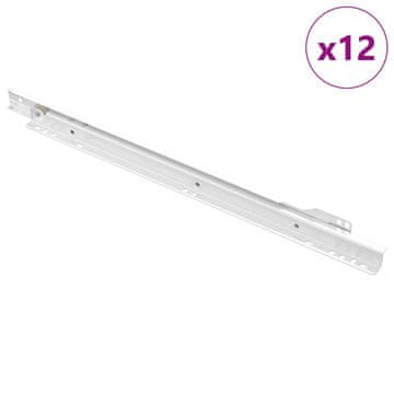 Vidaxl Drsni mehanizem za predal 12 szt. Bela 400 mm Jeklo