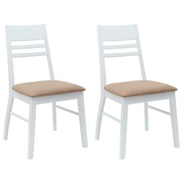 Vidaxl Jedilni stoli 2 szt. Bela 43 x 54 x 89 cm Masivno gumovo les