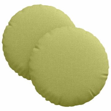 Vidaxl Sedežne blazine 2 szt. Svetlo zelena Ø30 x 13 cm blago