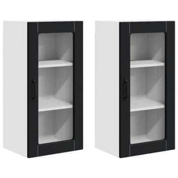 Vidaxl Stenski stekleni omarica LUCCA 2 szt. Črna 40 x 31 x 80 cm