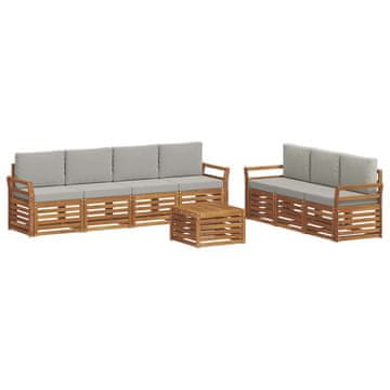 Vidaxl Sedežne garniture z blazino 8 szt. Naravna in svetlo siva