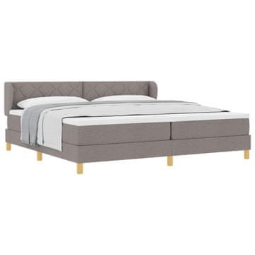 Vidaxl Postelja z vzmetnico z vzglavjem Taupe 200 x 200 cm blago