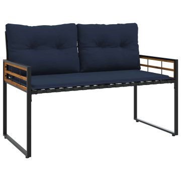 Vidaxl Lesena ležajna klop z blazino Mornarsko modra 114 x 55 x 77 cm