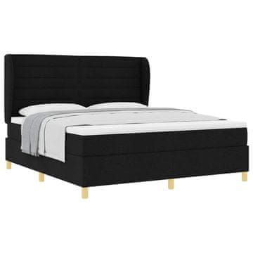 Vidaxl Postelja z vzmetnico z vzglavjem Črna 200 x 180 cm blago