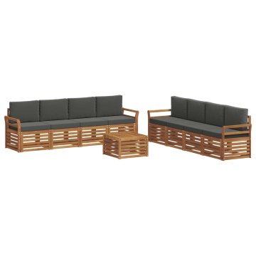 Vidaxl Sedežne garniture z blazino 9 szt. Naravna in antracitna