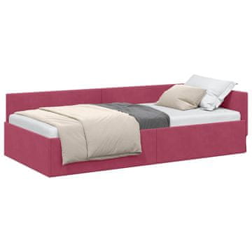 Vidaxl Kotna postelja Vinorodna rdeča 100 cm x 200 cm Žamet