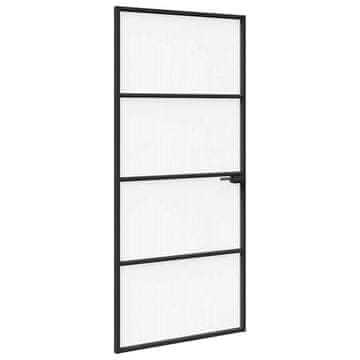 Vidaxl Vhodna vrata 93 x 201,5 x 3,5 cm Aluminij in kaljeno steklo
