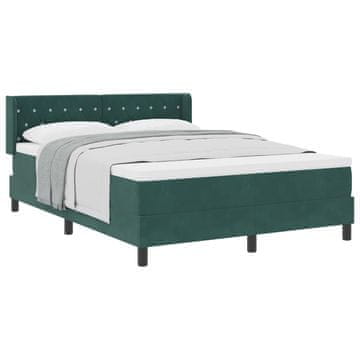 Vidaxl Postelja z vzmetnico Temno zelena 200 x 140 cm Žamet
