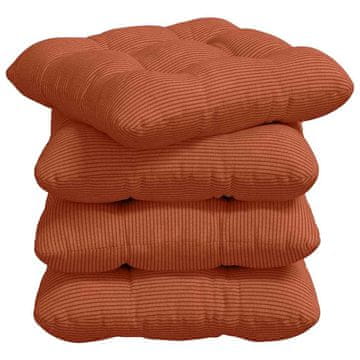 Vidaxl Sedežne blazine 4 szt. Rdeče oranžna 45 x 45 cm Žametna tkanina