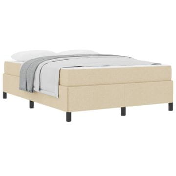 Vidaxl Postelja z vzmetnico z vzmetnico krema 140 x 190 cm blago