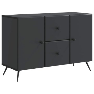 Vidaxl Strani šal s predalom Črna 89 x 34,5 x 60 cm Inženirski les