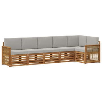Vidaxl Kotna sedežna garnitura z blazino 5 szt. Naravna in svetlo siva