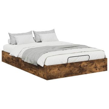 Vidaxl Ottomanska postelja Dimljeni Hrast 203 x 150 x 25 cm