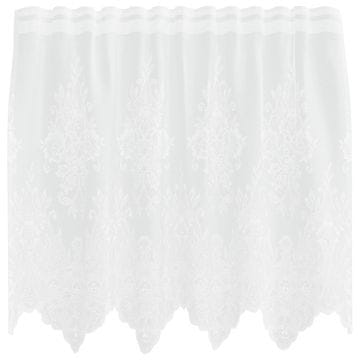 Vidaxl Čipkasta Zavesa z zavesami Cvetlični Bela 80 x 150 cm Poliester