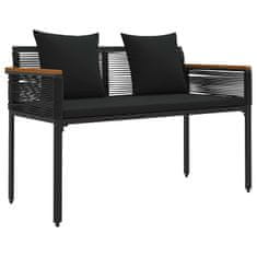 Vidaxl Zunanja klop z blazino Črna 117 x 54 x 74.5 cm poli ratan