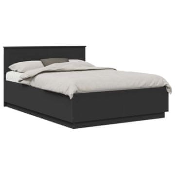 Vidaxl Konstrukcija postelje Črna 150 x 200 cm Inženirski les