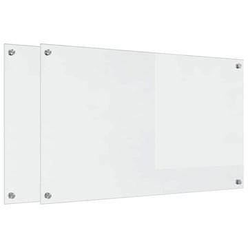 Vidaxl Kuhinjski panel 2 szt. Transparentno 100 x 60 cm kaljeno steklo