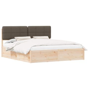 Vidaxl Posteljni okvir z oblazinjenim vzglavjem Taupe 200 x 200 cm