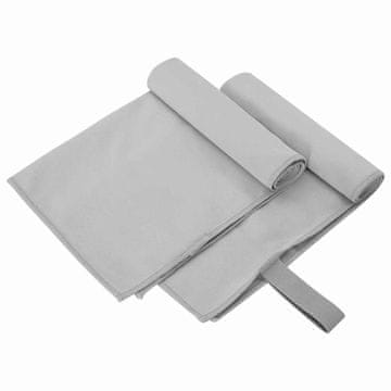 Vidaxl Športne brisače 2 szt. Siva 50 x 30 cm Poliester in poliamid