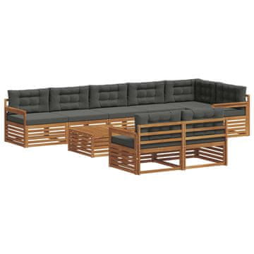 Vidaxl Zunanja garnitura za sedenje 9 szt. Naravna in antracitna