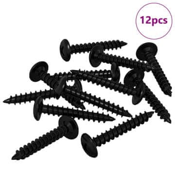 Vidaxl Žebelj s samočrtnim navojem 12 szt. Črna 4 x 25 mm Jeklo