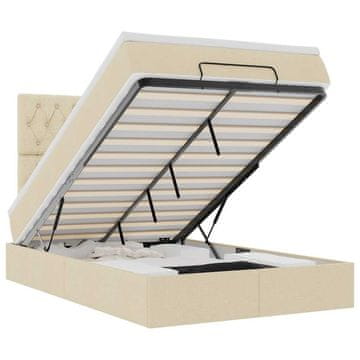 Vidaxl Otomanska postelja z vzmetnico &amp; LEDs krema 120x190 cm blago