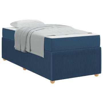 Vidaxl Konstrukcija postelje z vzmetnico Modra 100 x 200 cm blago