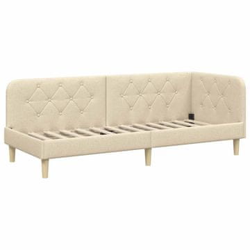 Vidaxl Kotna postelja krema 80 x 200 cm blago