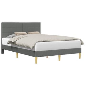 Vidaxl Konstrukcija postelje z vzglavjem Temno siva 140 x 200 cm Blago