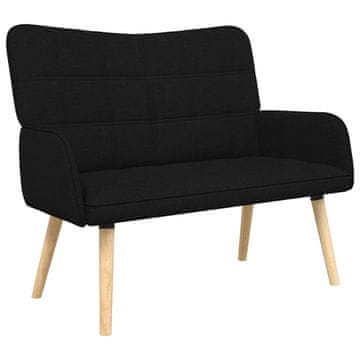 Vidaxl Kavč za 2 osebi Črna 115 x 61 x 87 cm Blago