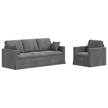 Vidaxl Kavčna garnitura 2 szt. Temno siva 198 x 78 x 80 cm Žamet