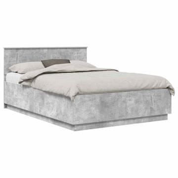 Vidaxl Konstrukcija postelje Betonsko siva 150 x 200 cm Inženirski les