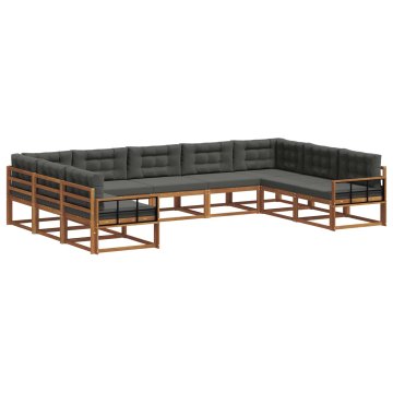 Vidaxl Zunanja garnitura za sedenje 9 szt. Naravna in antracitna