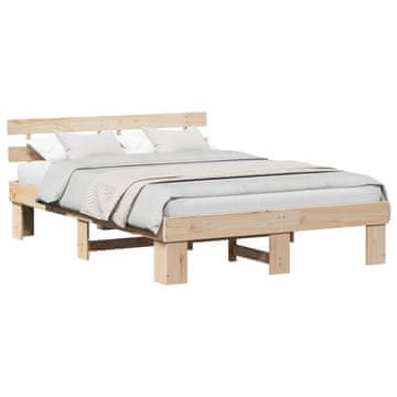 Vidaxl Konstrukcija postelje Naravna 150 x 200 cm Masivno borovo les