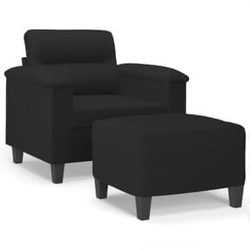 Vidaxl Fotelj s stolčkom za noge črn 60 cm blago iz mikrovlaken
