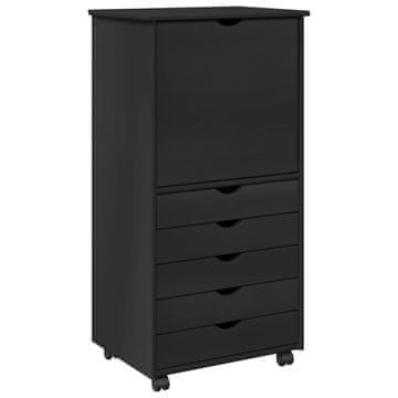 Vidaxl Gležnji kabinet Črna 53 x 39 x 103 cm Masivno borovo les