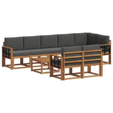 Vidaxl Zunanja garnitura za sedenje 9 szt. Naravna in antracitna