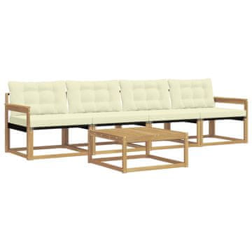 Vidaxl Zunanja garnitura za sedenje 5 szt. Bela in krem 79 x 79 x 37 cm