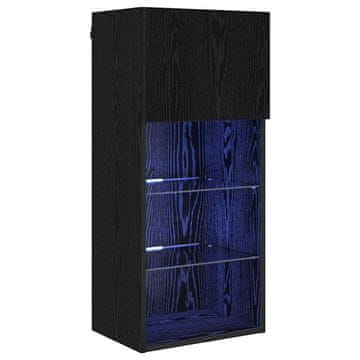 Vidaxl Stenska TV omarica Z LED Črna Orehovina 40,5 x 30 x 90 cm
