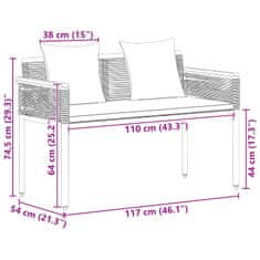 Vidaxl Zunanja klop Siva in mornarsko modra 117 x 54 x 74.5 cm