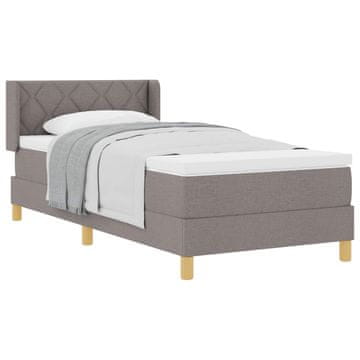Vidaxl Postelja z vzmetnico z vzglavjem Taupe 190 x 90 cm blago