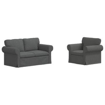 Vidaxl Kavčna garnitura 2 szt. Temno siva 155 x 82 x 80 cm blago